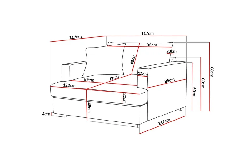 Rossita lyx Ekstra dyp Lenestol - Lysegrå Chenille - Møbler - Stoler & lenestoler - Lenestoler