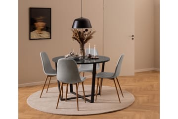 Salaman Spisestol i Stoff med Metallben - Grå - Møbler - Stoler & lenestoler - Spisestuestoler & kjøkkenstoler