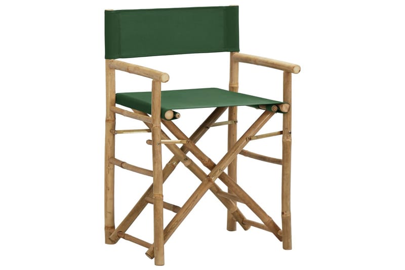 Sammenleggbare regissørstoler 2 stk grønn bambus og stoff - Grønn - Stoler & lenestoler