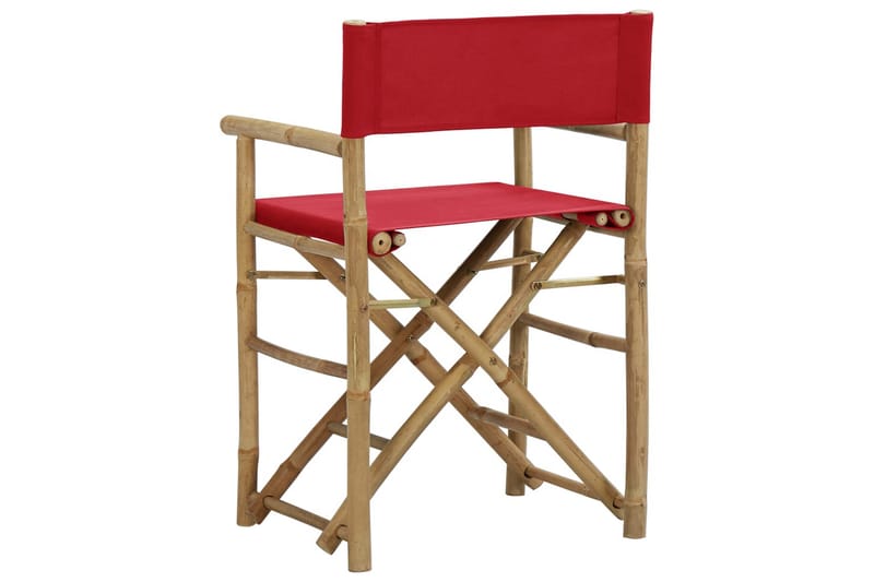 Sammenleggbare regissørstoler 2 stk rød bambus og stoff - Rød - Stoler & lenestoler