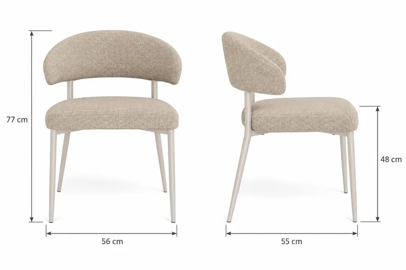 Sawako Spisestol & Kjøkkenstol i Stoff med Metallben - Beige - Møbler - Stoler & lenestoler - Spisestuestoler & kjøkkenstoler