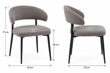 Sawako Spisestol & Kjøkkenstol i Stoff med Svarte Metallben - Greige - Møbler - Stoler & lenestoler - Spisestuestoler & kjøkkenstoler