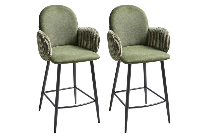 Sett med 2 barstoler Amity - Grønn, svart - Møbler - Stoler & lenestoler - Barstoler