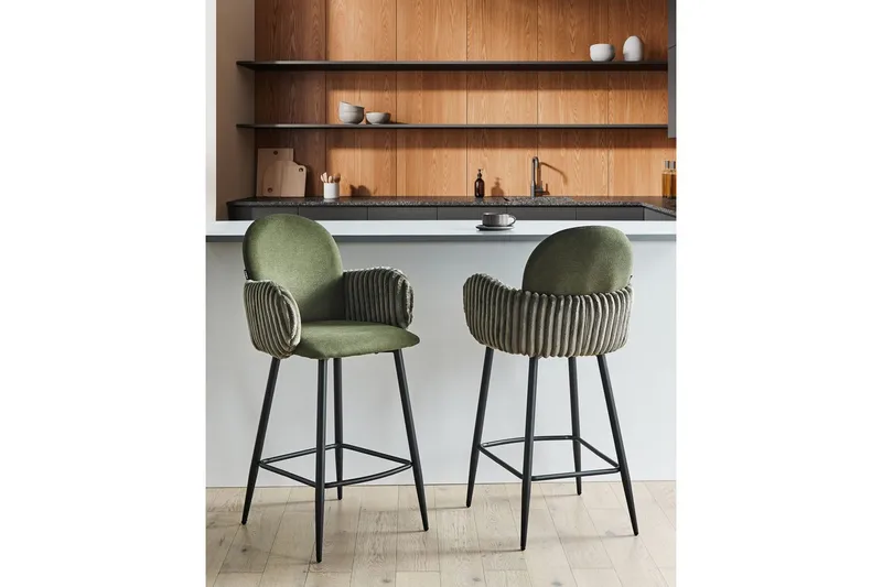 Sett med 2 barstoler Amity - Grønn, svart - Møbler - Stoler & lenestoler - Barstoler