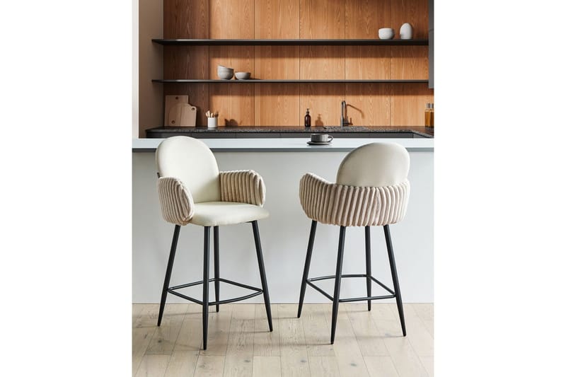 Sett med 2 barstoler Amity - Lys beige, svart - Møbler - Stoler & lenestoler - Barstoler