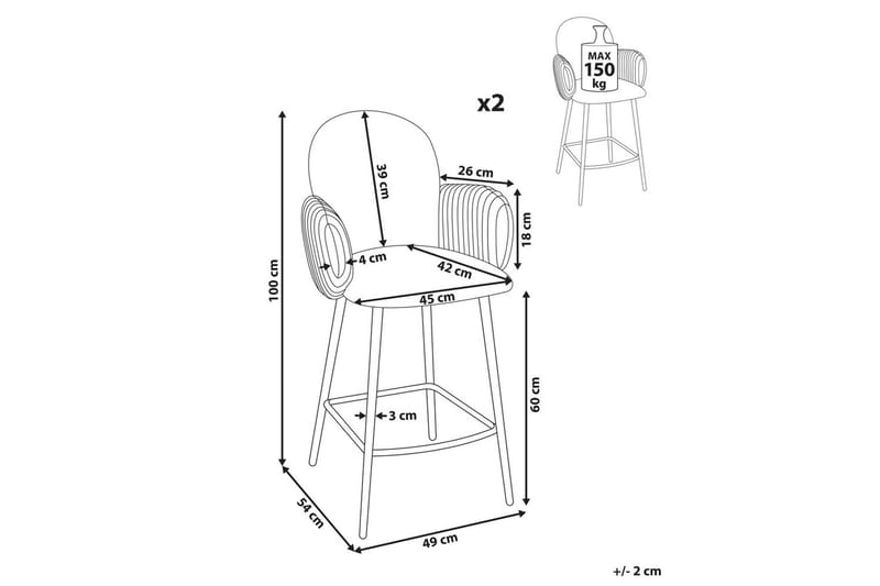 Sett med 2 barstoler Amity - Taupe, svart, brun - Møbler - Stoler & lenestoler - Barstoler