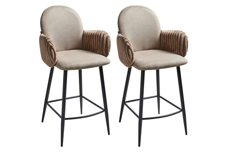 Sett med 2 barstoler Amity, Taupe, svart, brun