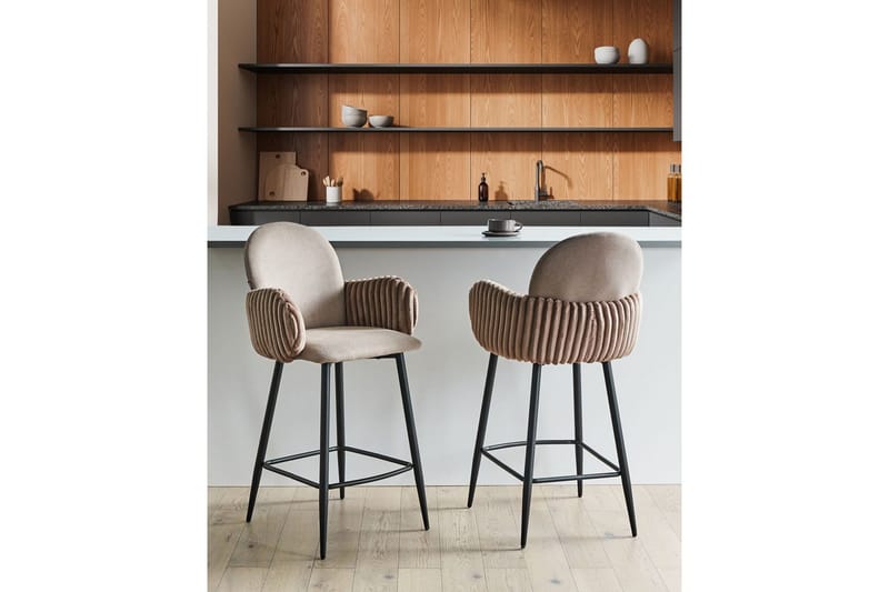 Sett med 2 barstoler Amity - Taupe, svart, brun - Møbler - Stoler & lenestoler - Barstoler