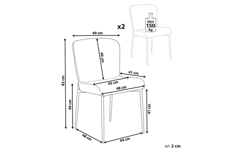 Sett med 2 spisestoler Ada - Beige, grå, svart - Møbler - Stoler & lenestoler - Spisestuestoler & kjøkkenstoler