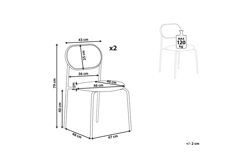 Sett med 2 spisestoler Adaver - Lyst tre, beige - Møbler - Stoler & lenestoler - Spisestuestoler & kjøkkenstoler