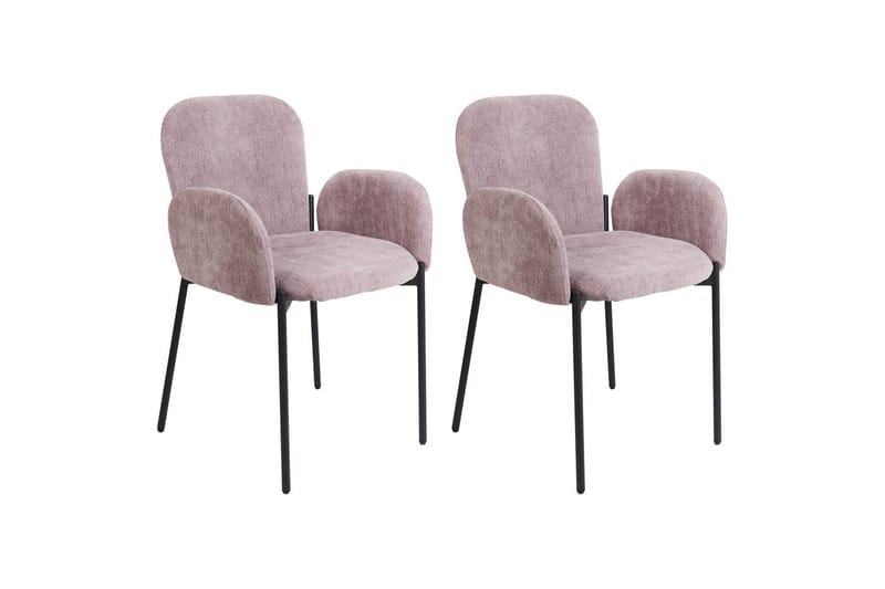 Sett med 2 spisestoler Albee, Rosa, Svart