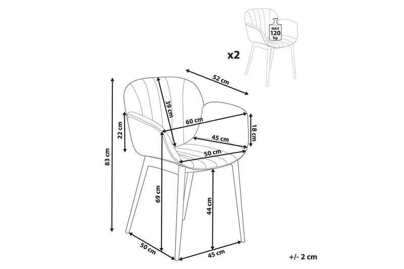 Sett med 2 spisestoler Alice - Grå, lyst tre - Møbler - Stoler & lenestoler - Spisestuestoler & kjøkkenstoler