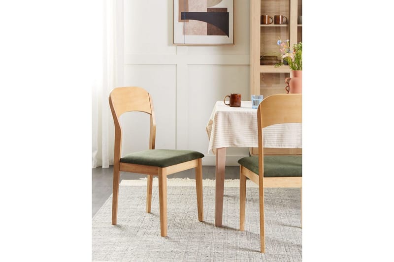 Sett med 2 spisestoler Alvin - Lyst tre, grønn - Møbler - Stoler & lenestoler - Spisestuestoler & kjøkkenstoler