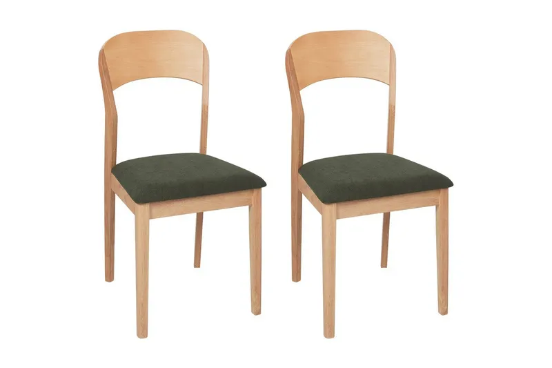 Sett med 2 spisestoler Alvin, Lyst tre, grønn