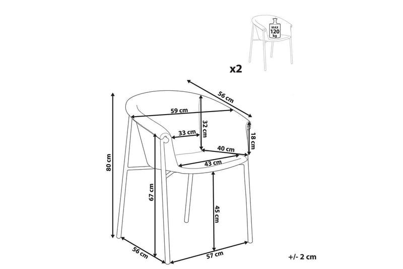 Sett med 2 spisestoler Ames - Grønn, Svart - Møbler - Stoler & lenestoler - Spisestuestoler & kjøkkenstoler