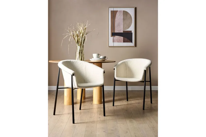 Sett med 2 spisestoler Ames - Hvit, Svart - Møbler - Stoler & lenestoler - Spisestuestoler & kjøkkenstoler