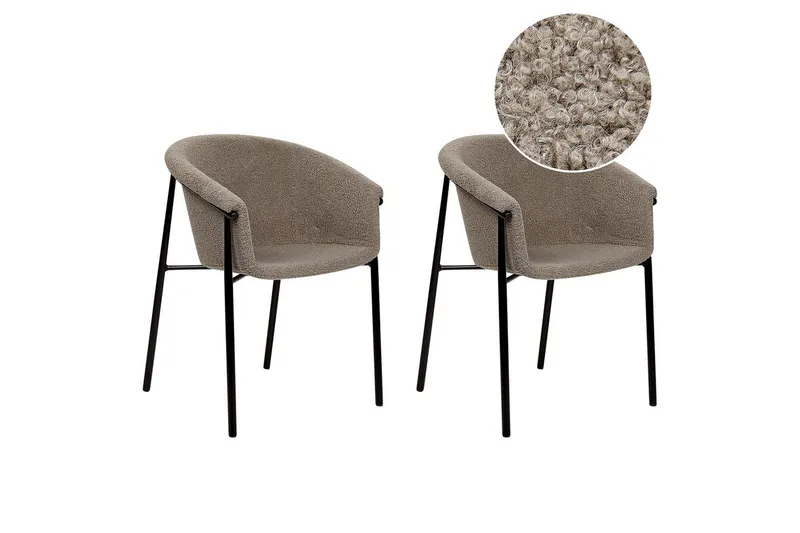 Sett med 2 spisestoler Ames, Taupe, svart