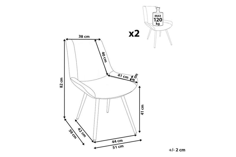 Sett med 2 spisestoler Avilla - Hvit, Svart - Møbler - Stoler & lenestoler - Spisestuestoler & kjøkkenstoler