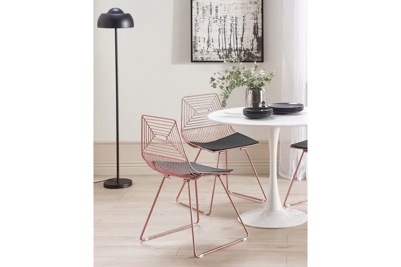 Sett med 2 spisestoler Beatty - Rosa gull, svart - Møbler - Stoler & lenestoler - Spisestuestoler & kjøkkenstoler