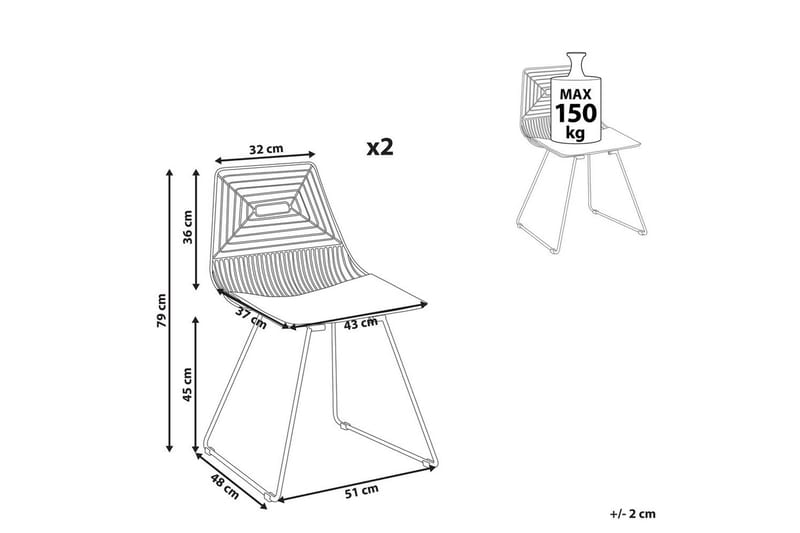 Sett med 2 spisestoler Beatty - Rosa gull, svart - Møbler - Stoler & lenestoler - Spisestuestoler & kjøkkenstoler