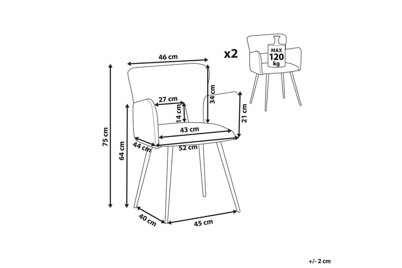 Sett med 2 spisestoler Bouclé Sanilac - Møbler - Stoler & lenestoler - Spisestuestoler & kjøkkenstoler