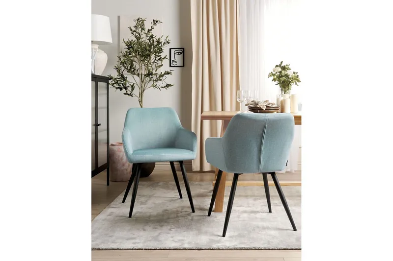 Sett med 2 spisestoler Casmalia - Blå, Svart - Møbler - Stoler & lenestoler - Spisestuestoler & kjøkkenstoler