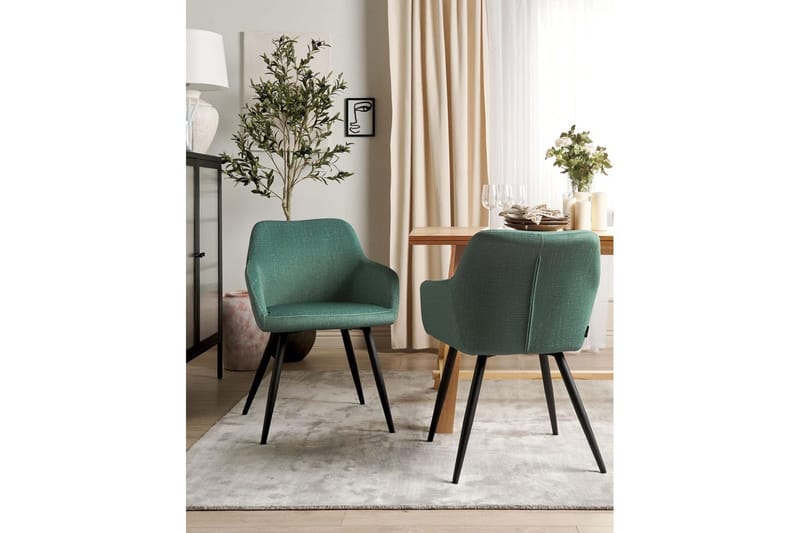 Sett med 2 spisestoler Casmalia - Grønn, svart - Møbler - Stoler & lenestoler - Spisestuestoler & kjøkkenstoler
