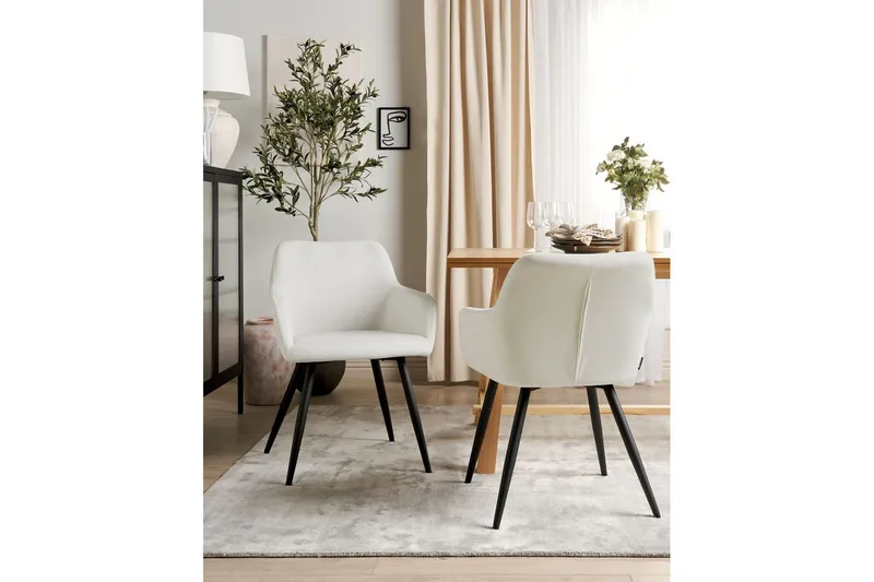 Sett med 2 spisestoler Casmalia - Hvit, Svart - Møbler - Stoler & lenestoler - Spisestuestoler & kjøkkenstoler
