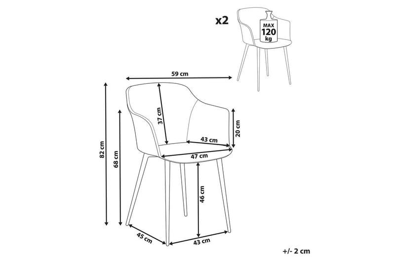 Sett med 2 spisestoler Elim - Mintgrønn, Svart - Møbler - Stoler & lenestoler - Spisestuestoler & kjøkkenstoler