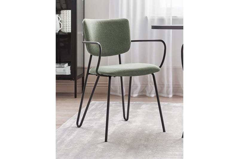 Sett med 2 spisestoler Elko - Grønn, Svart - Møbler - Stoler & lenestoler - Spisestuestoler & kjøkkenstoler