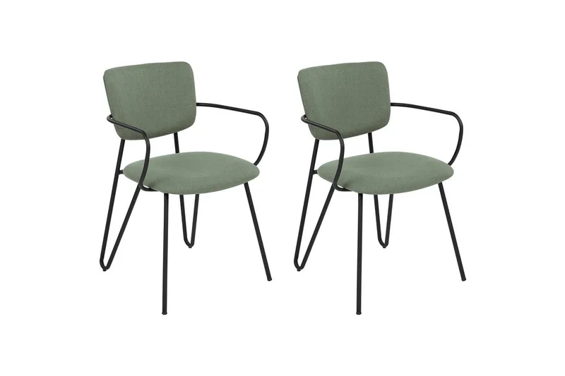 Sett med 2 spisestoler Elko, Grønn, Svart