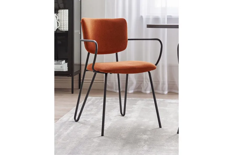 Sett med 2 spisestoler Elko - Oransje, svart - Møbler - Stoler & lenestoler - Spisestuestoler & kjøkkenstoler
