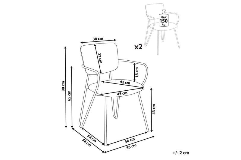 Sett med 2 spisestoler Elko - Oransje, svart - Møbler - Stoler & lenestoler - Spisestuestoler & kjøkkenstoler