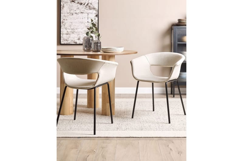 Sett med 2 spisestoler Elma - Beige, svart - Møbler - Stoler & lenestoler - Spisestuestoler & kjøkkenstoler