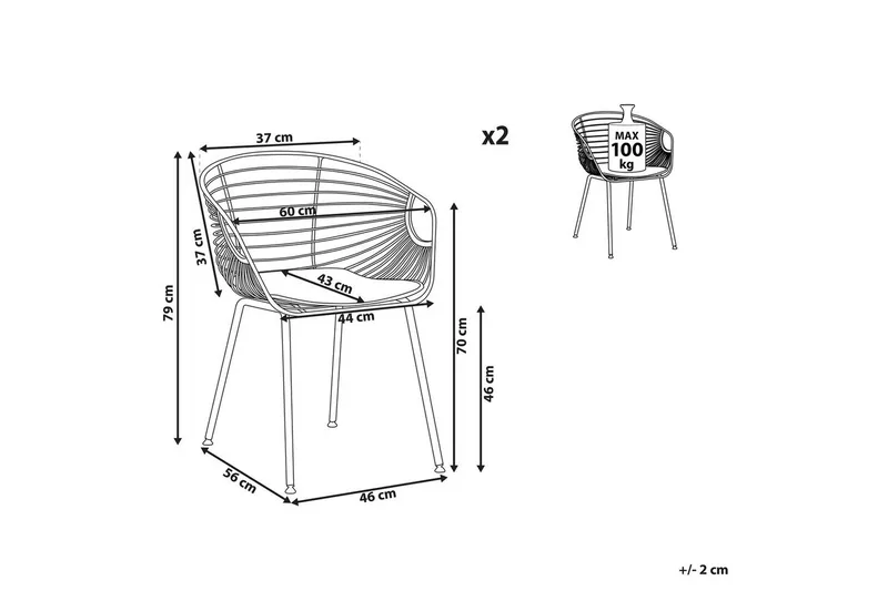 Sett med 2 spisestoler Hoback - Møbler - Stoler & lenestoler - Spisestuestoler & kjøkkenstoler