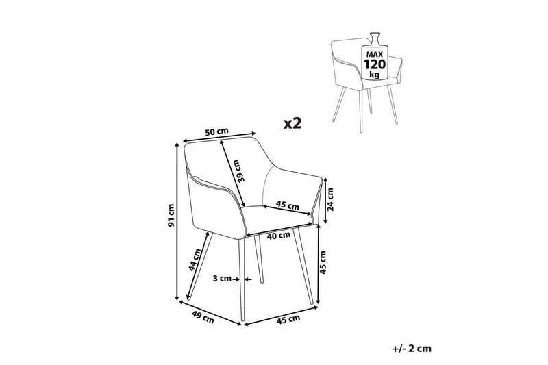 Sett med 2 spisestoler Jasmin - Beige, svart - Møbler - Stoler & lenestoler - Spisestuestoler & kjøkkenstoler