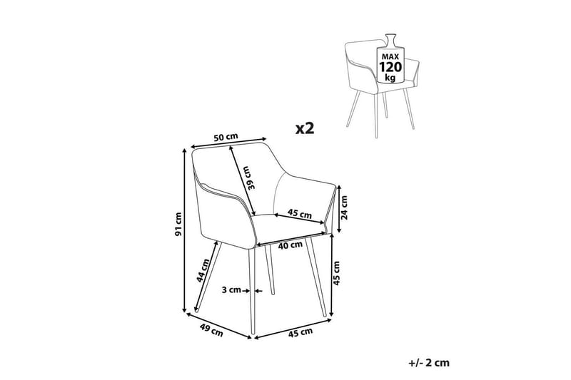 Sett med 2 spisestoler Jasmin - Beige, svart - Møbler - Stoler & lenestoler - Spisestuestoler & kjøkkenstoler