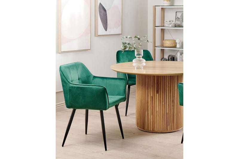 Sett med 2 spisestoler Jasmin - Grønn, Svart, Grønn, svart - Møbler - Stoler & lenestoler - Spisestuestoler & kjøkkenstoler