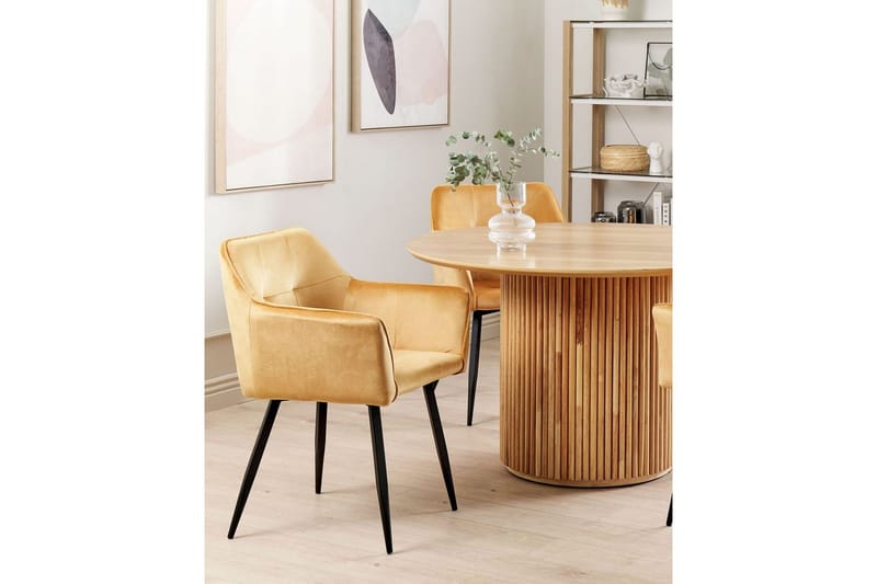 Sett med 2 spisestoler Jasmin - Gul, svart, Gul, Svart - Møbler - Stoler & lenestoler - Spisestuestoler & kjøkkenstoler