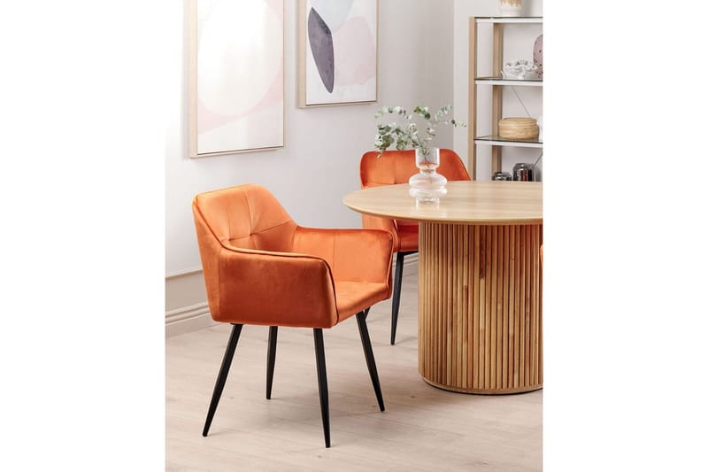Sett med 2 spisestoler Jasmin - Oransje, svart - Møbler - Stoler & lenestoler - Spisestuestoler & kjøkkenstoler