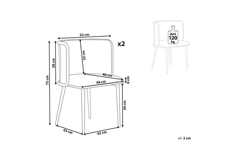 Sett med 2 spisestoler Kobuk - Møbler - Stoler & lenestoler - Spisestuestoler & kjøkkenstoler