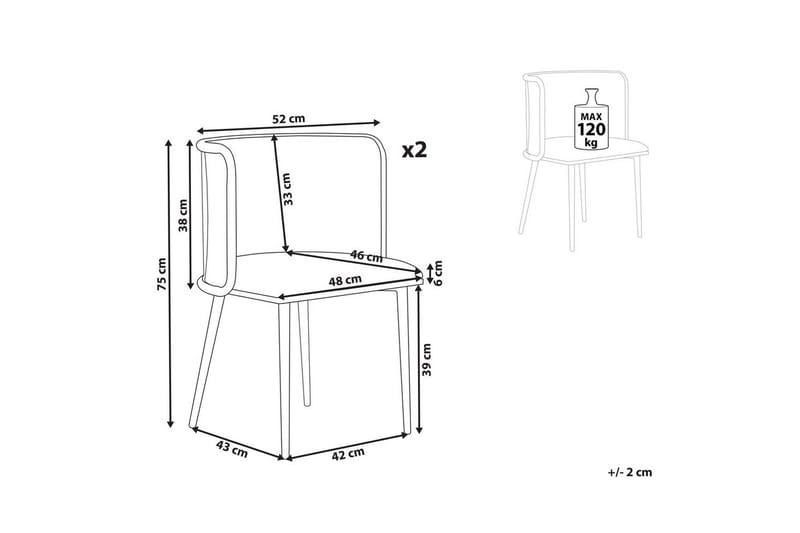 Sett med 2 spisestoler Kobuk - Møbler - Stoler & lenestoler - Spisestuestoler & kjøkkenstoler