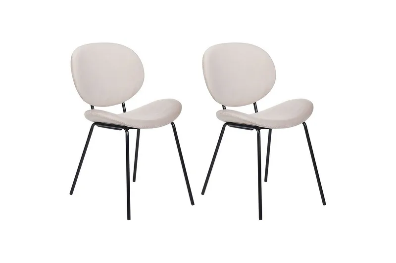 Sett med 2 spisestoler Luana, Beige, svart/Fløyel