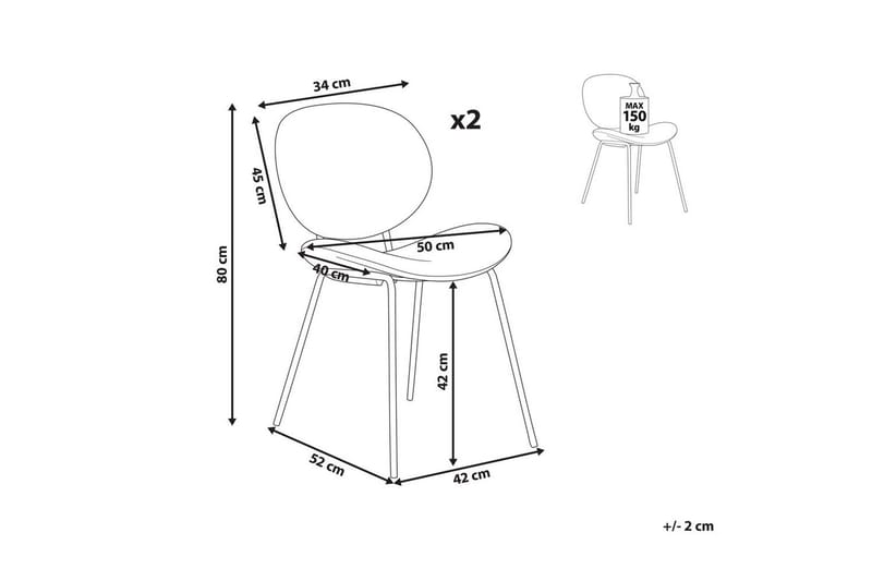 Sett med 2 spisestoler Luana - Beige, svart/Fløyel - Møbler - Stoler & lenestoler - Spisestuestoler & kjøkkenstoler