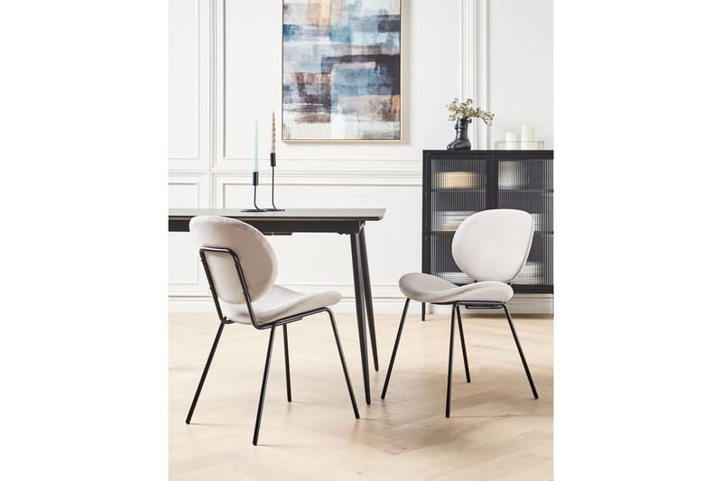 Sett med 2 spisestoler Luana - Beige, svart/Fløyel - Møbler - Stoler & lenestoler - Spisestuestoler & kjøkkenstoler