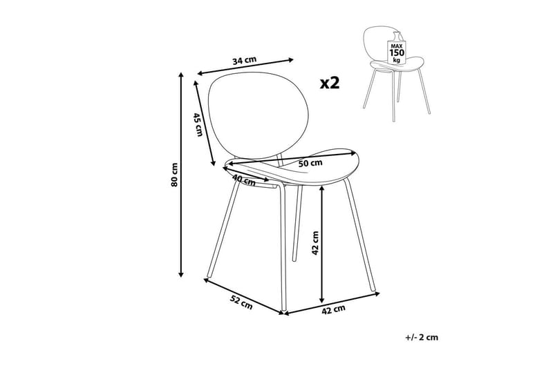Sett med 2 spisestoler Luana - Beige, svart/Kunstlær - Møbler - Stoler & lenestoler - Spisestuestoler & kjøkkenstoler