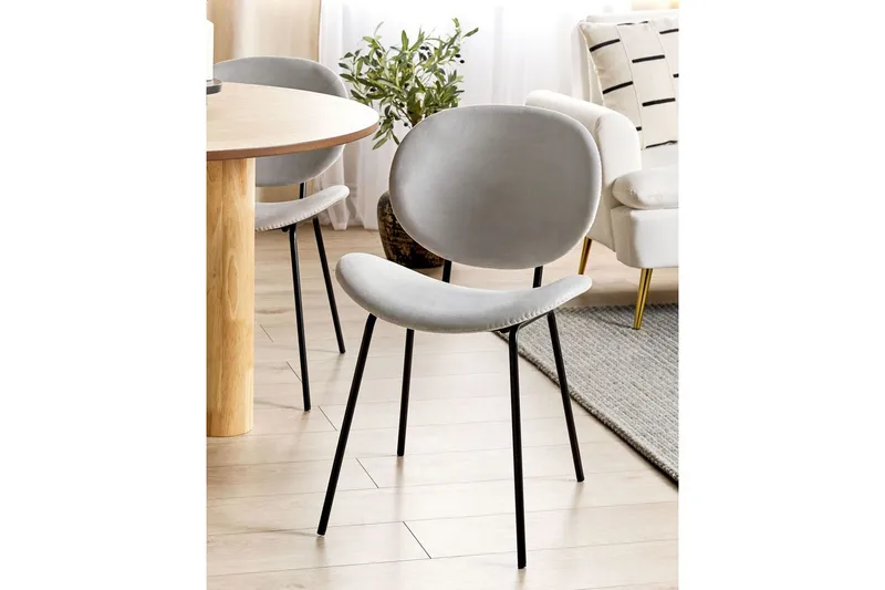 Sett med 2 spisestoler Luana - Grå, svart/Fløyel - Møbler - Stoler & lenestoler - Spisestuestoler & kjøkkenstoler