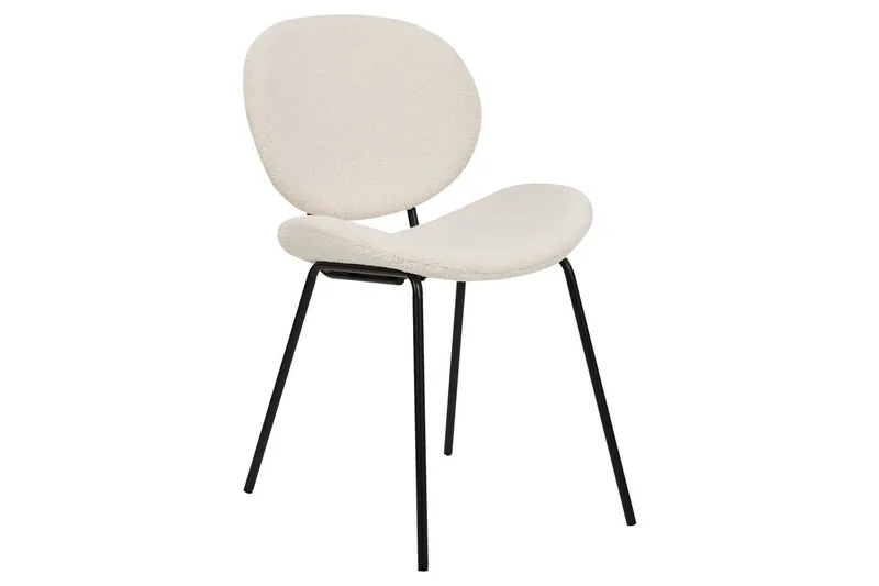 Sett med 2 spisestoler Luana - Hvit, Svart/Bouclé - Møbler - Stoler & lenestoler - Spisestuestoler & kjøkkenstoler