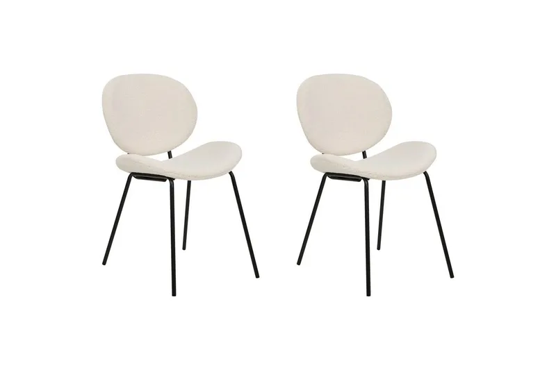 Sett med 2 spisestoler Luana - Hvit, Svart/Bouclé - Møbler - Stoler & lenestoler - Spisestuestoler & kjøkkenstoler