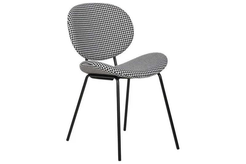 Sett med 2 spisestoler Luana - Svart, Hvit/Polyester - Møbler - Stoler & lenestoler - Spisestuestoler & kjøkkenstoler